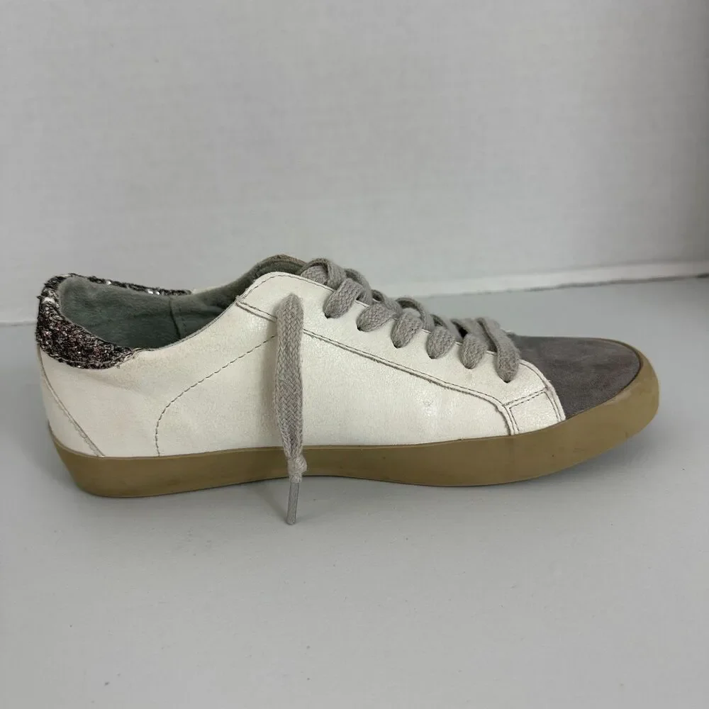 SHU SHOP Kids Paris Sneakers White Gray Pink Star Shoes Size 3